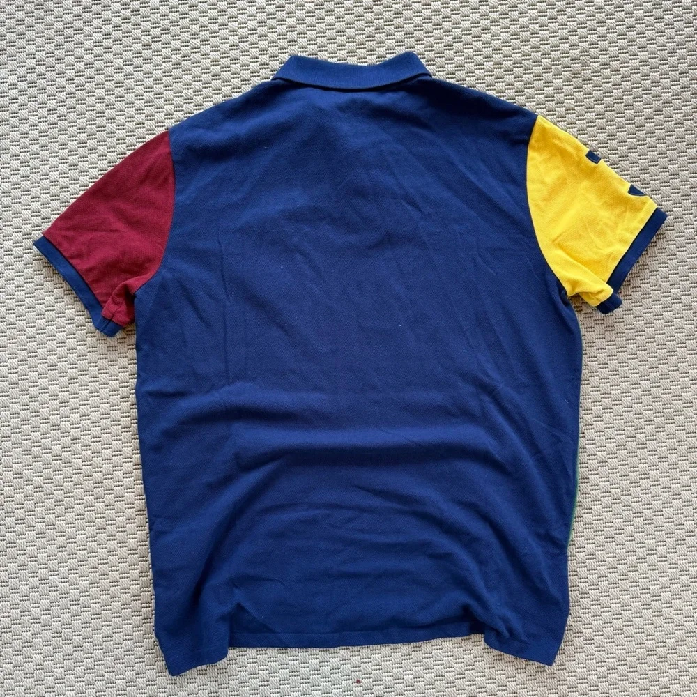Vintage 90s style Polo ralph lauren big pony logo colorblock polo shirt mens